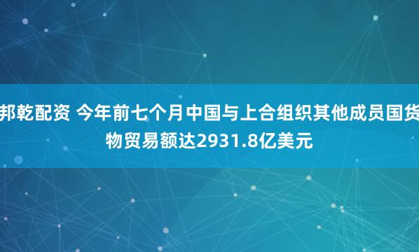 邦乾配资 今年前七个月中国与上合组织其他成员国货物贸易额达2931.8亿美元