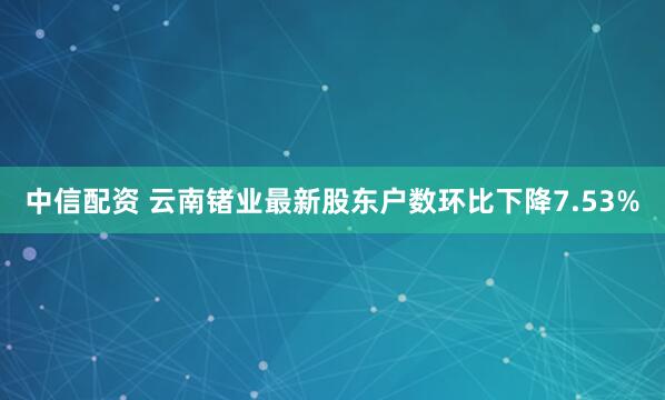 中信配资 云南锗业最新股东户数环比下降7.53%