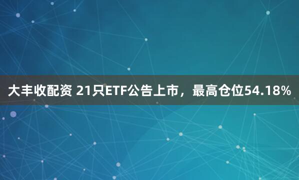 大丰收配资 21只ETF公告上市，最高仓位54.18%